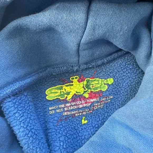 Spider Blue Men's Hoodie with Web Design